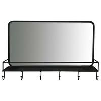 Hakenleiste Sonja B: 50 cm inkl. Spiegel 6 Haken - Schwarz, MODERN, Glas/Metall (50/32/10cm)