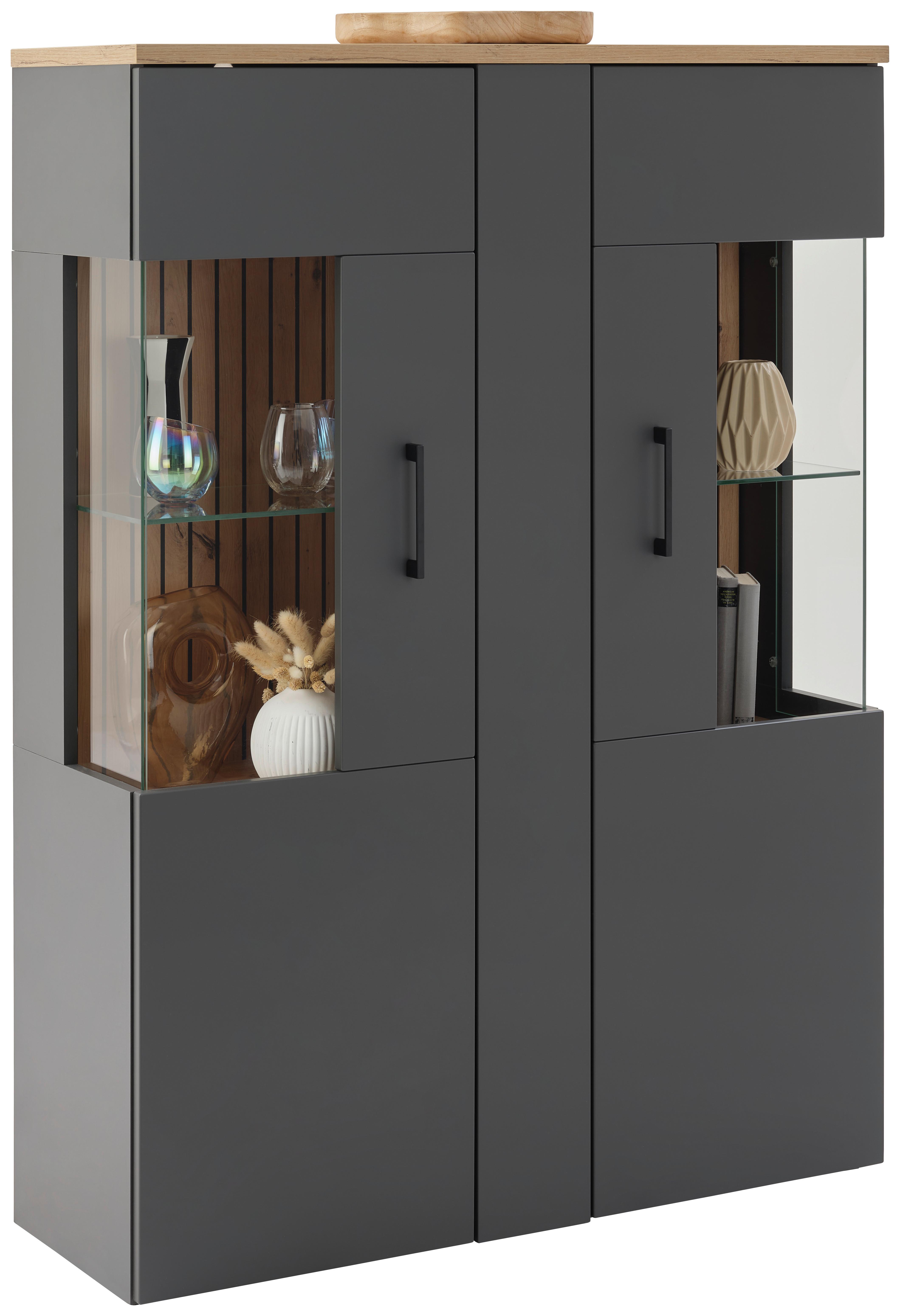 Félmagas Szekrény Amare Amrv 02 - Modern, faalapú anyag/Üveg (102,2/138/35cm)