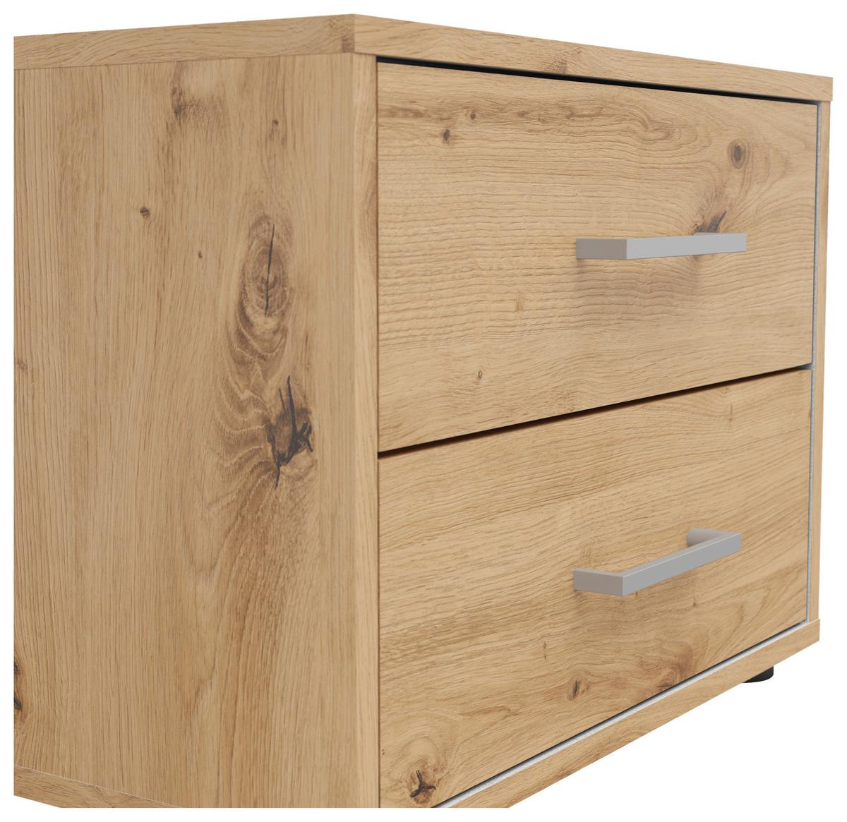 Nachtkästchen Smart 2 Eiche Artisan H: 38 Cm - Grauweiß/Schwarz, Basics, Holzwerkstoff (50/38/35cm)
