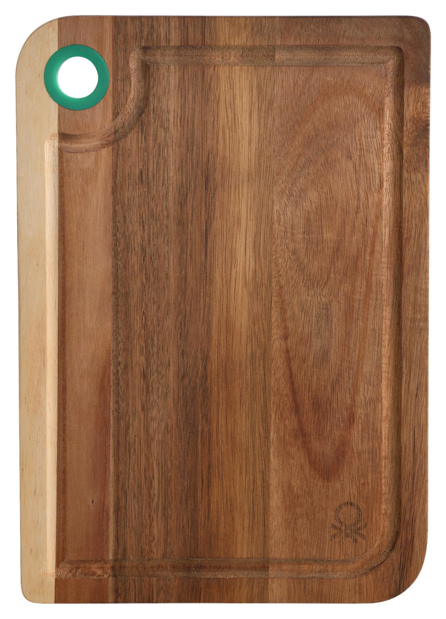 Schneidebrett aus Holz + Griff Rainbow L/B: ca. 34/24 cm - Akaziefarben, Basics, Holz/Kunststoff (34.2/24.5/11.5cm) - Benetton
