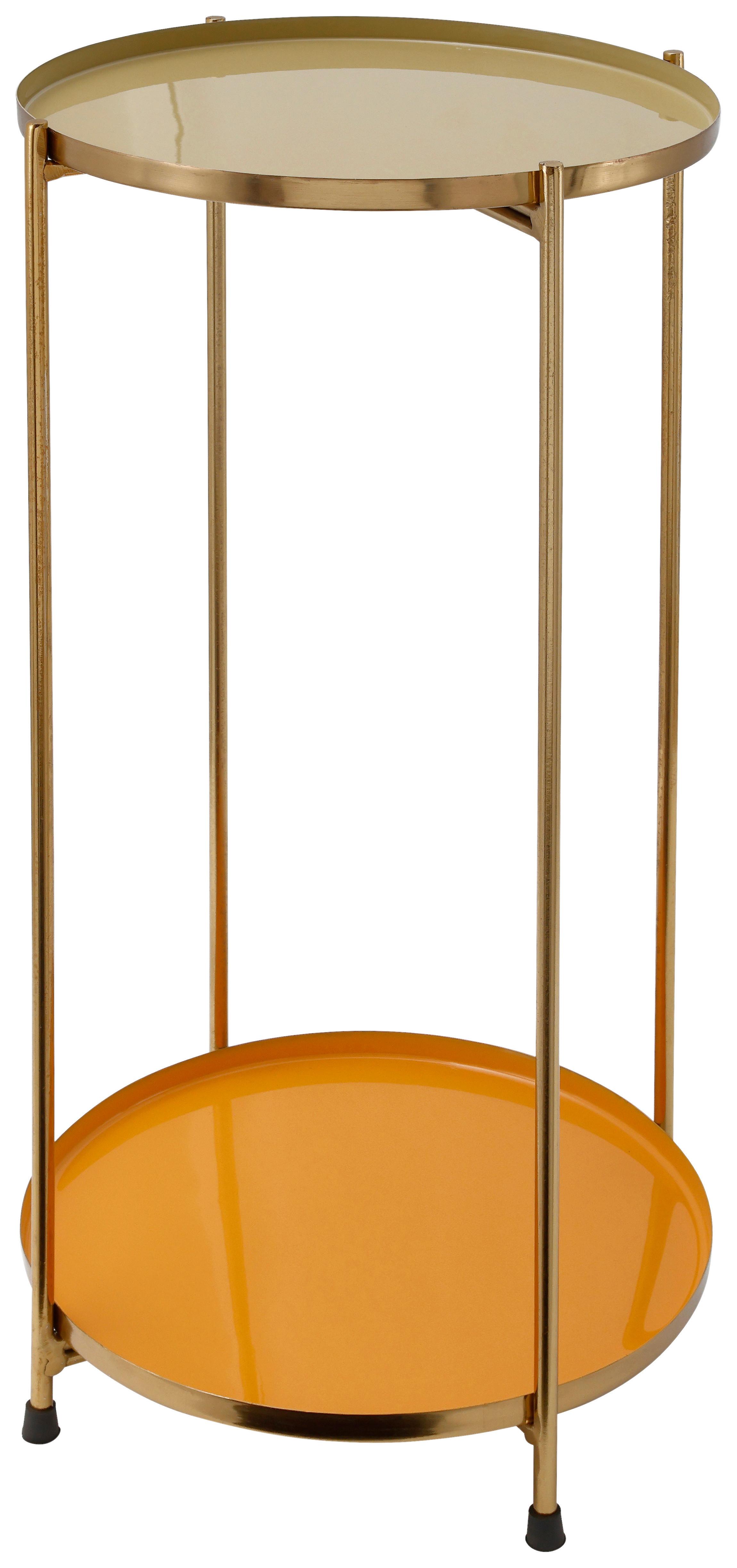 Beistelltisch Art Deco 1025 Goldfarben B: 25 cm - Goldfarben, Design, Metall (25/25/60cm) - Kayoom