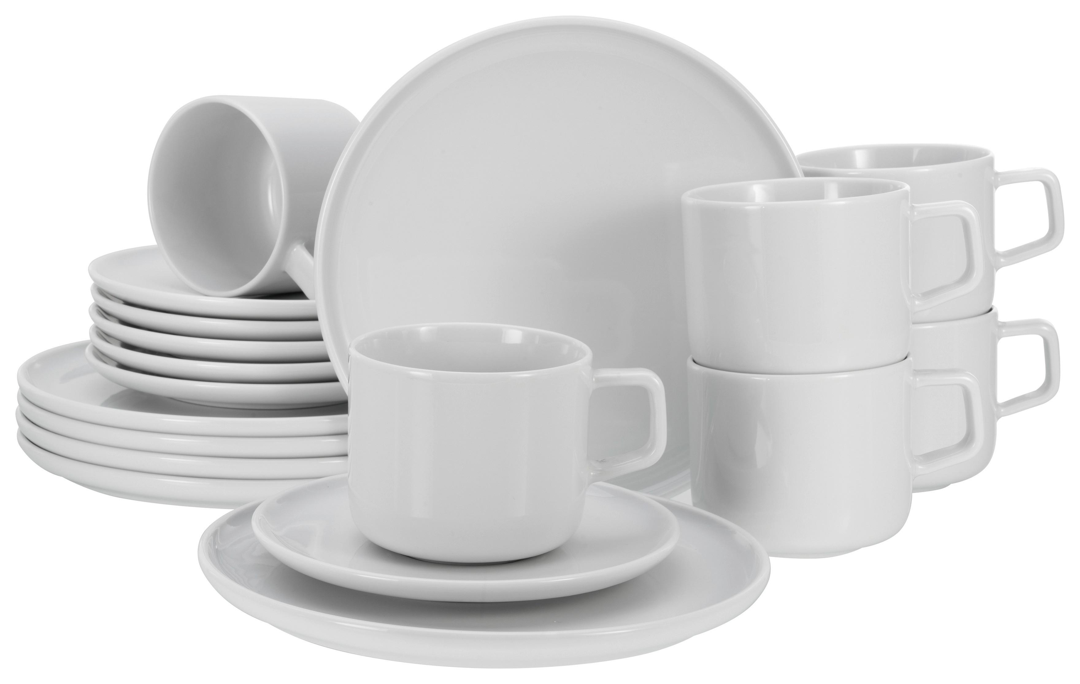 Kaffeeservice Keramik 6 Personen Geschirr Set - Weiß, Basics, Keramik (33/25/31cm) - Creatable