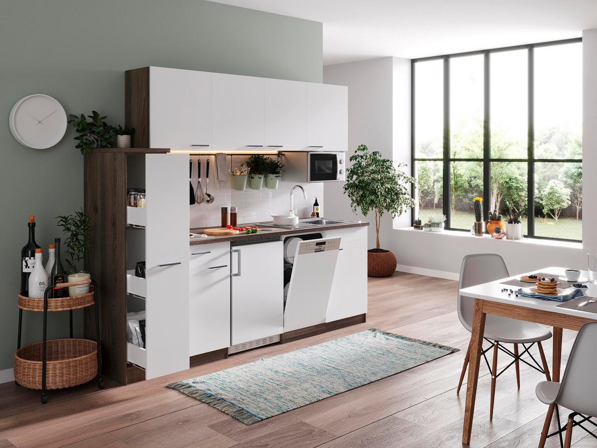 Küchenblock Oliver Singleküche 225 cm - Eichefarben/Weiß, Basics, Holzwerkstoff (225cm) - Respekta