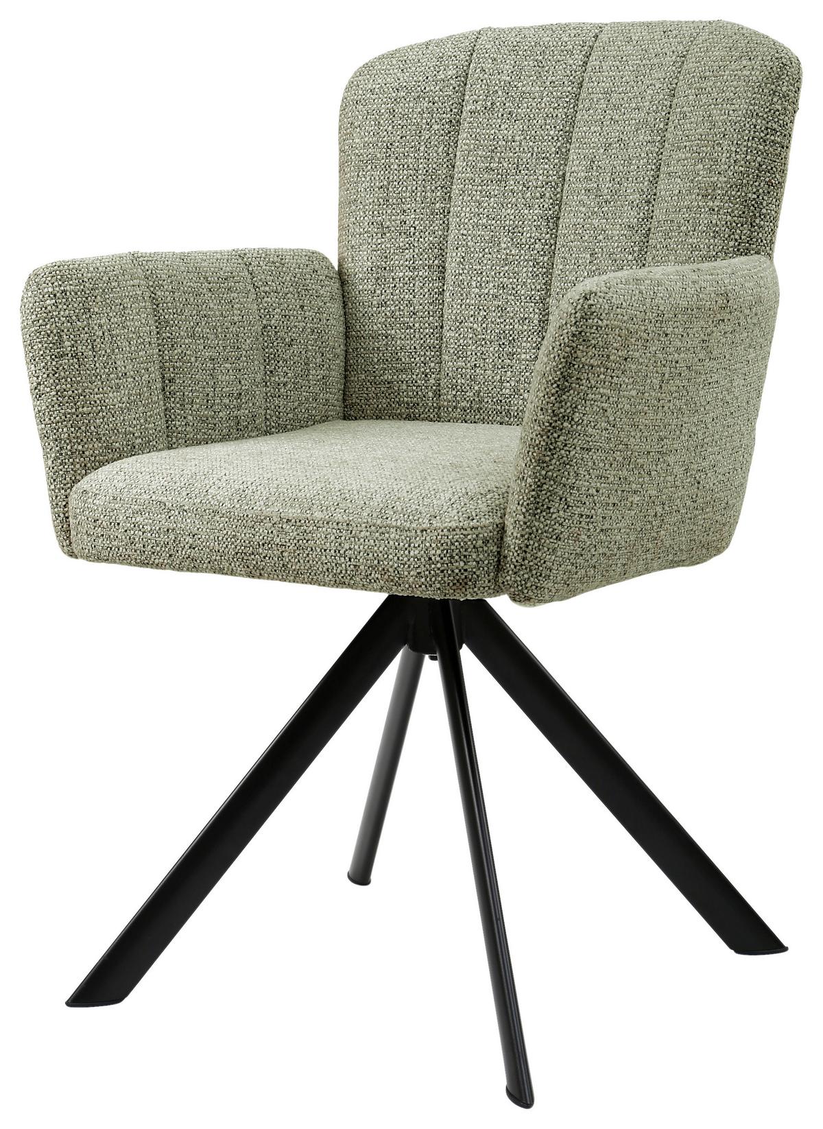 Otoční židle s područkami NORA zelená - černá/zelená, Moderní, kov/dřevo (61/87/65cm) - Premium Living