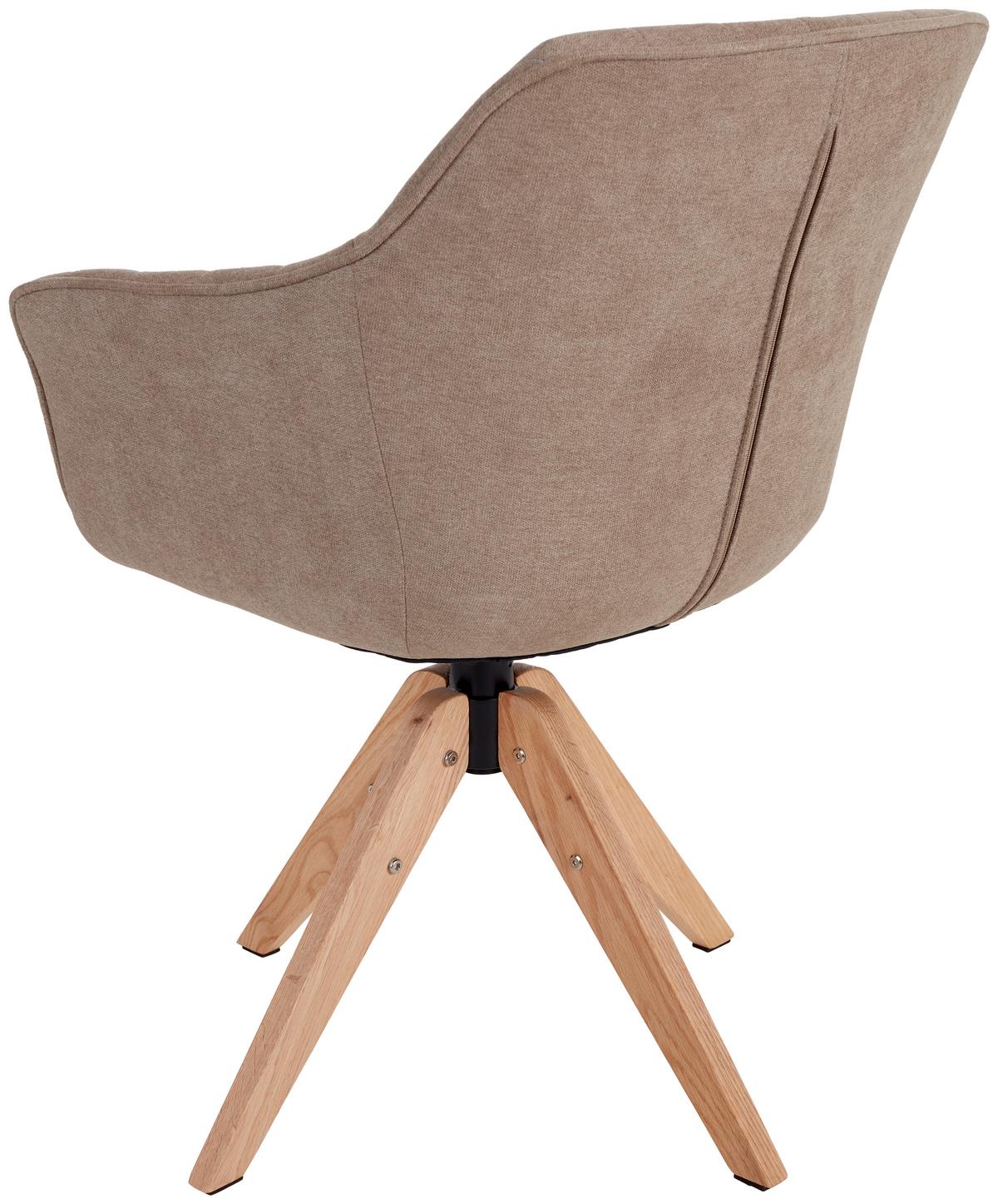 Armlehnstuhl Belluno Greige Mit Drehbarerer Sitzfläche - Greige/Eichefarben, MODERN, Holz/Textil (60/88/57,5cm) - MID.YOU