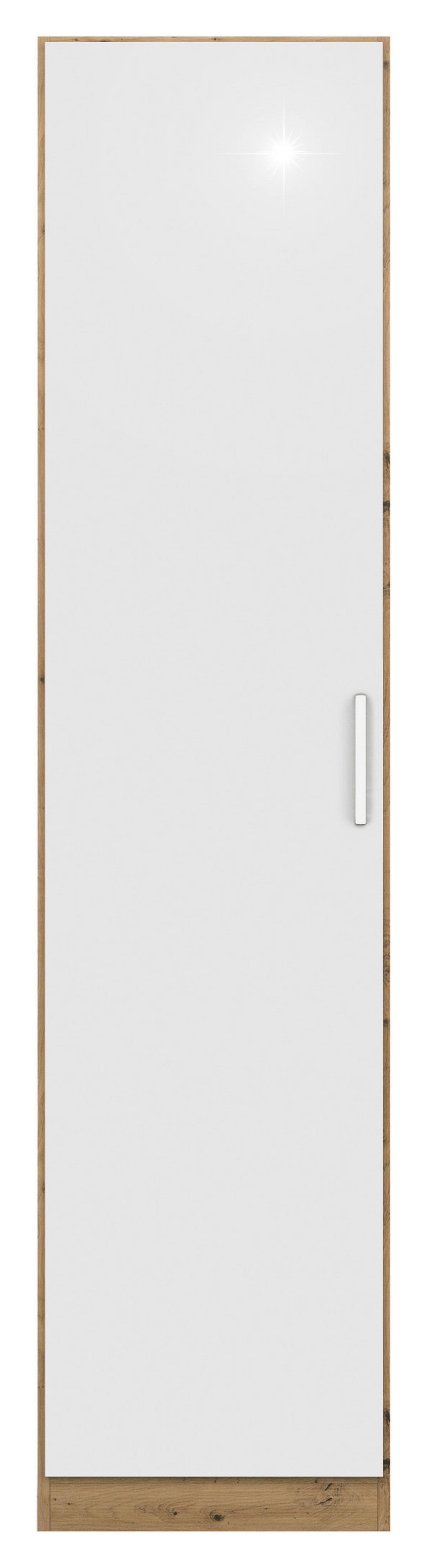 Drehtürenschrank 47 cm Berlin Eiche Dekor/Weiß - Weiß Hochglanz/Eiche Artisan, MODERN, Holzwerkstoff (47/210/54cm) - Rauch Möbel