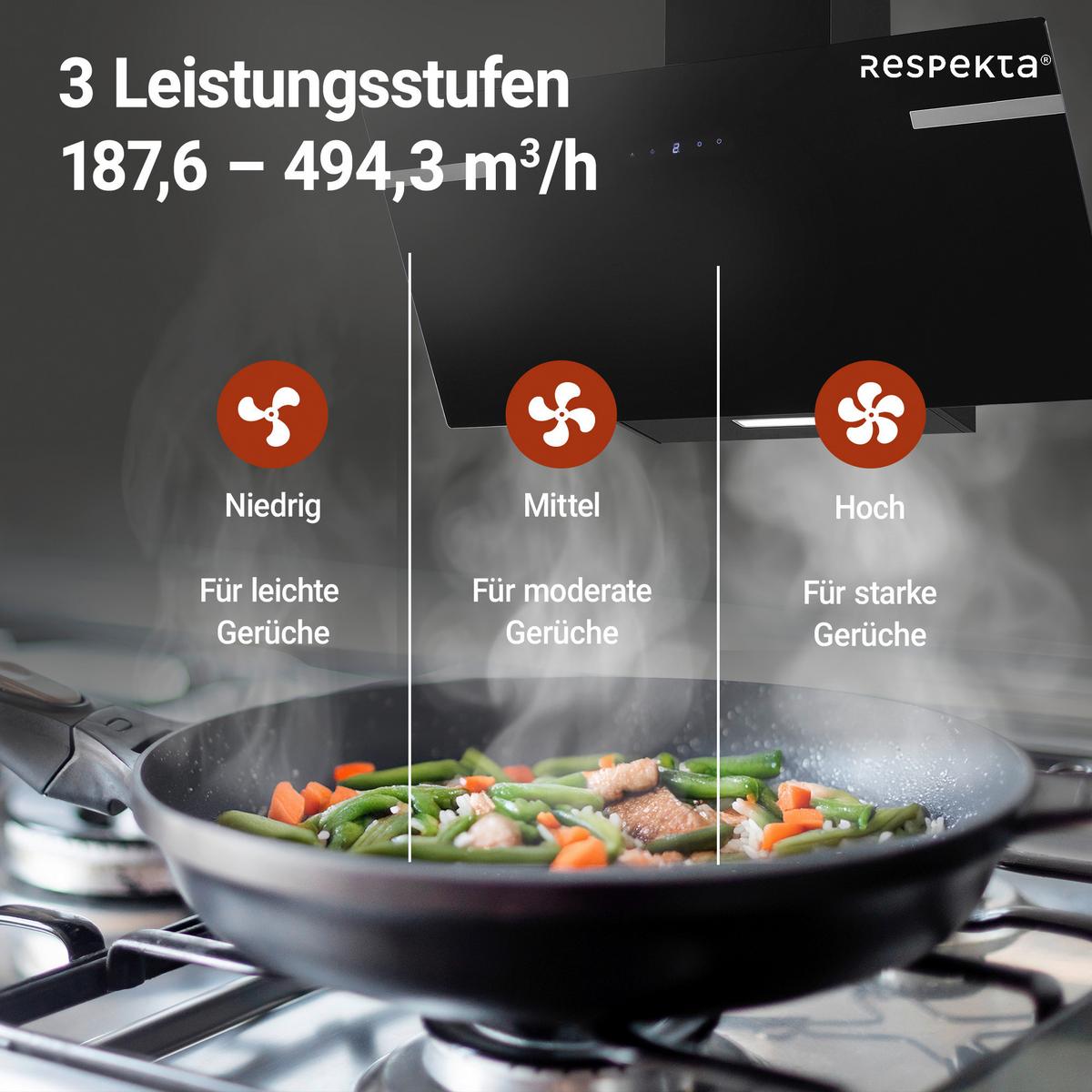 Kopffreihaube Respekta Solea Metall/Glas Schwarz B: 90 cm - Schwarz, Trend, Glas/Metall (90/76,4-114,4/38,2cm) - Respekta