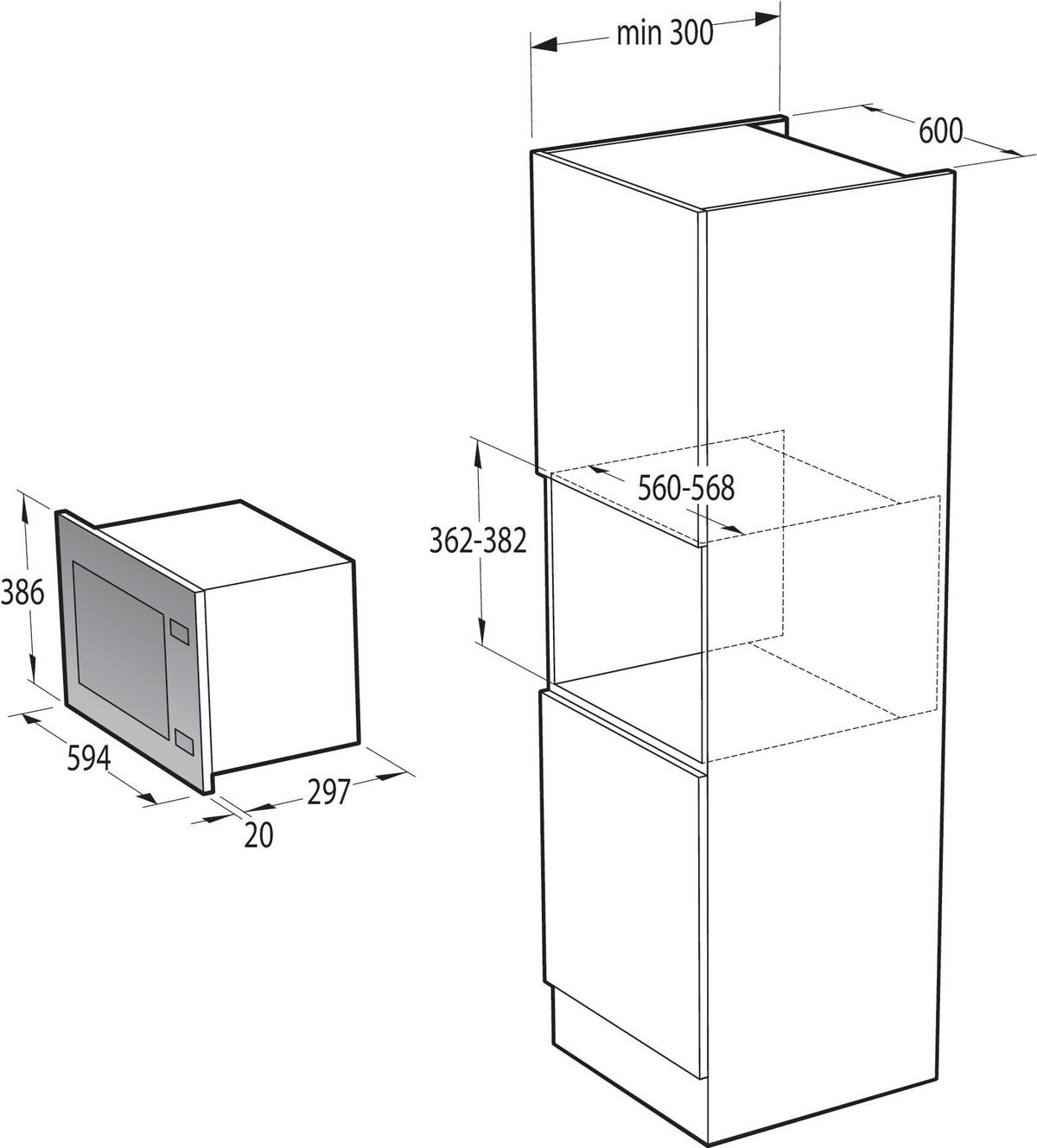 Einbaumikrowelle Bm201sg3bg - Schwarz, MODERN (59,4/38,6/31,7cm) - Gorenje