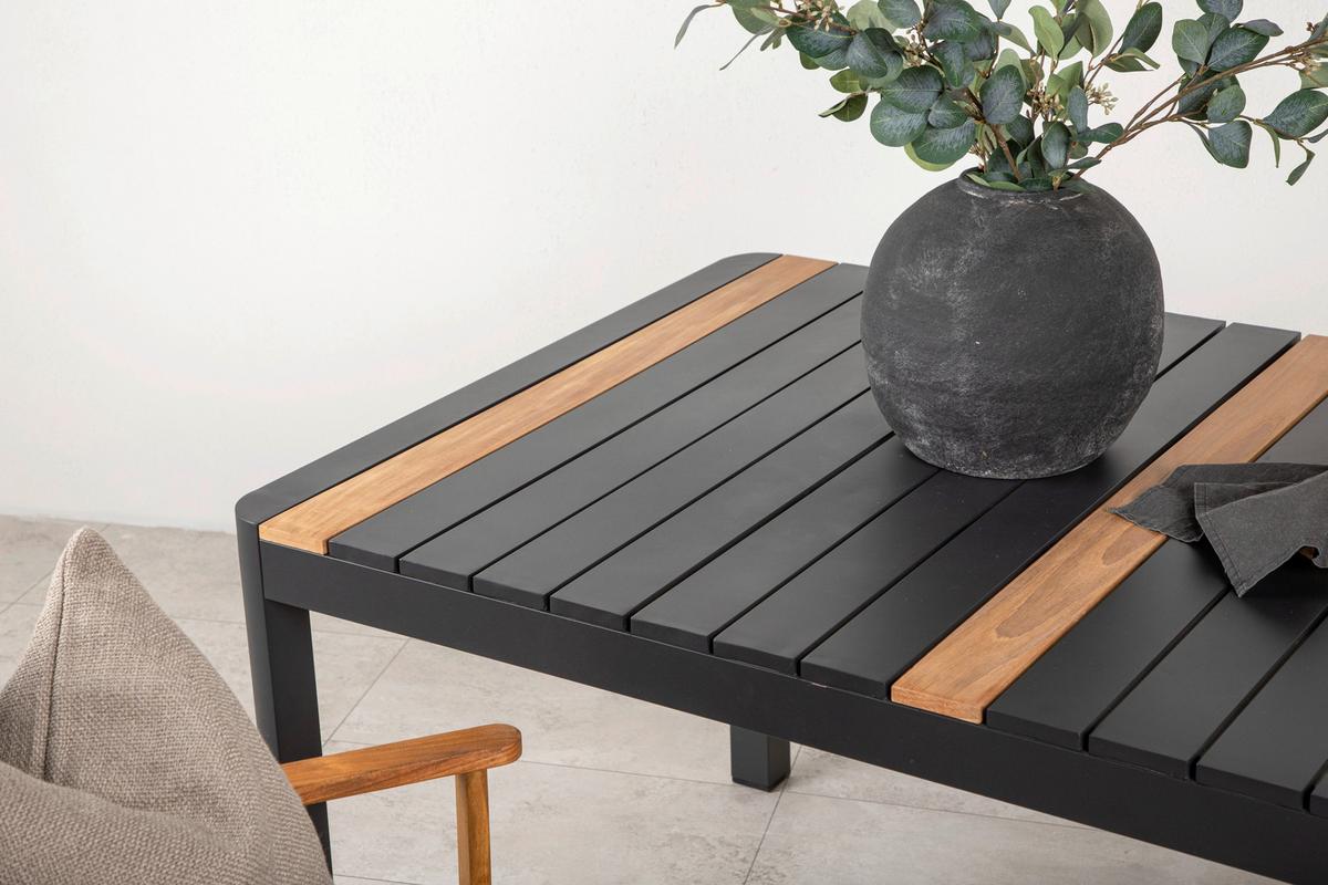Gartentisch Togo Teakholz/Metall L 90 cm - Schwarz, KONVENTIONELL, Holz/Metall (90/75/150cm) - Gardenson