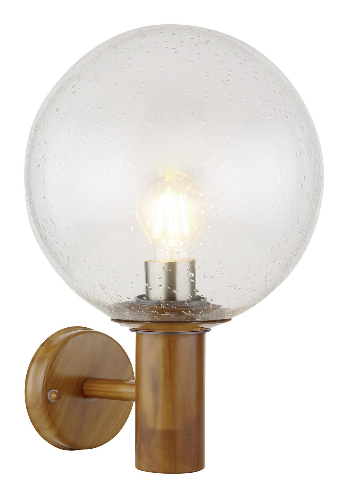 Außenleuchte 15 W Glas/Edelstahl - Klar/Braun, Basics, Glas/Metall (25/37cm) - Globo