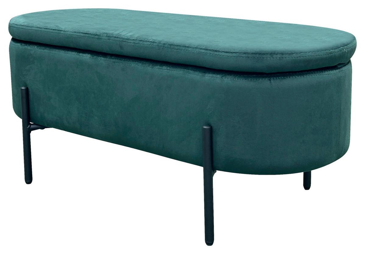 Sitzbank Nova Schwarz, Dunkelgrün B: 95 cm - Dunkelgrün/Schwarz, Design, Textil/Metall (95/42/38cm) - MID.YOU