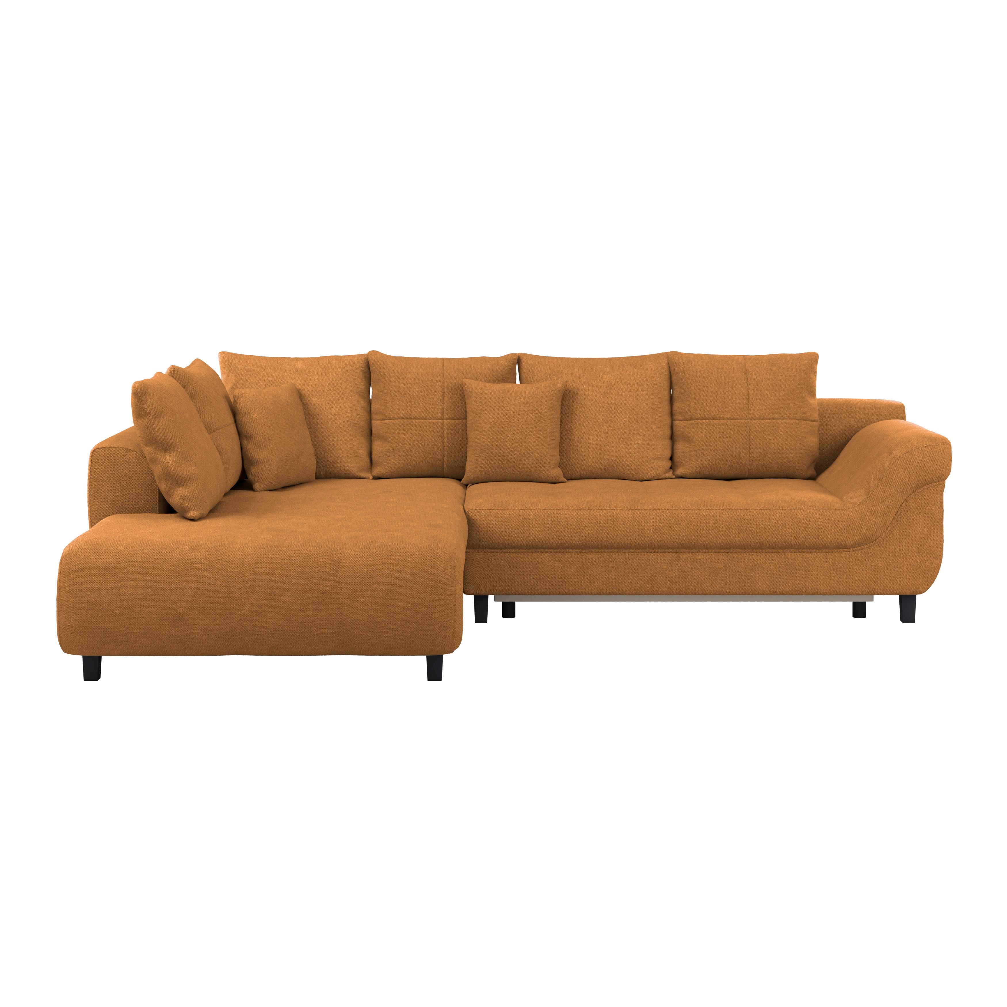 Ecksofa Mendoza - Schwarz/Orange, Design, Textil (197/309cm) - Ondega