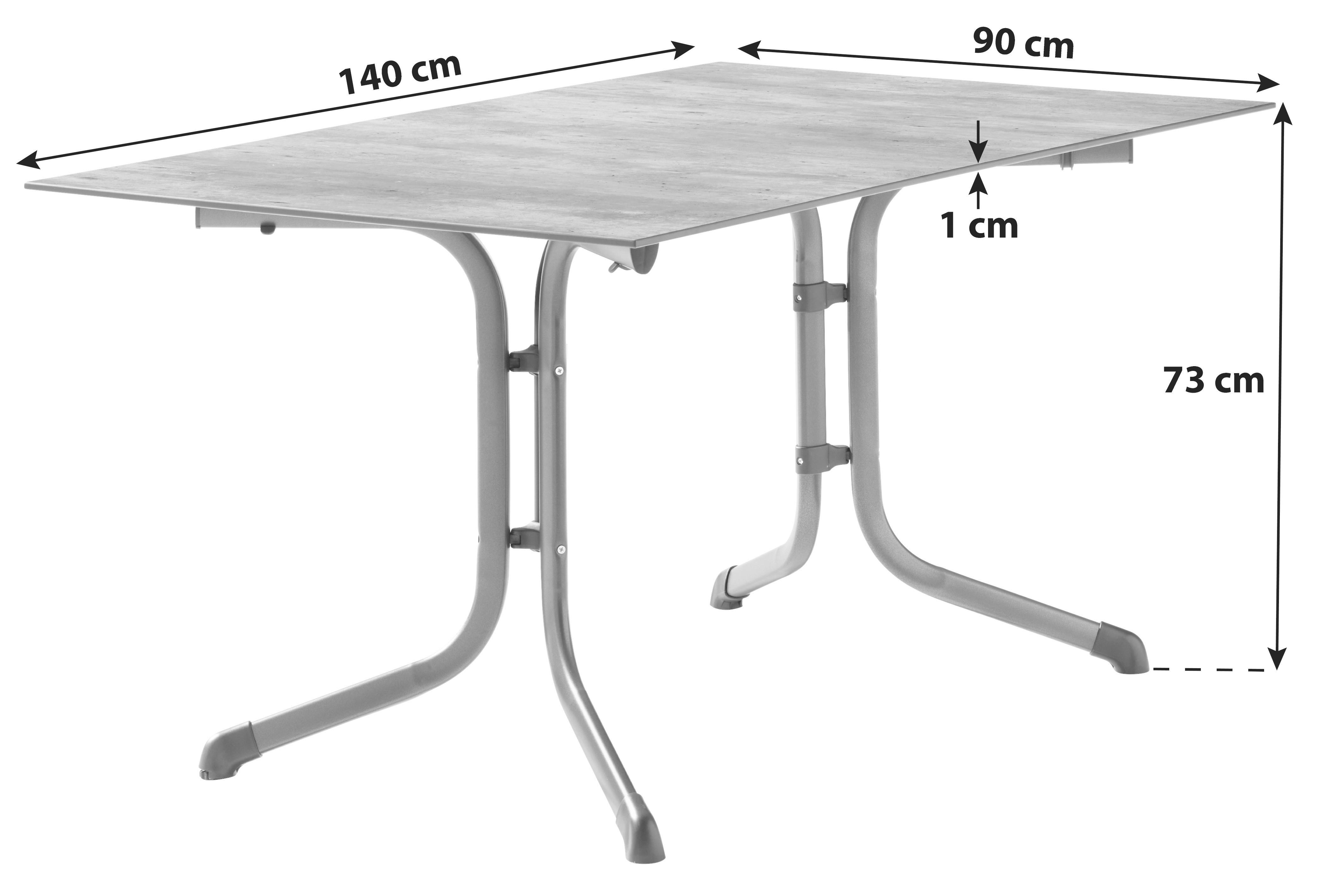 Gartentisch Klappbar Stahl L: 140cm - Anthrazit/Graphitfarben, MODERN, Holzwerkstoff/Metall (140/90/73cm) - Sieger