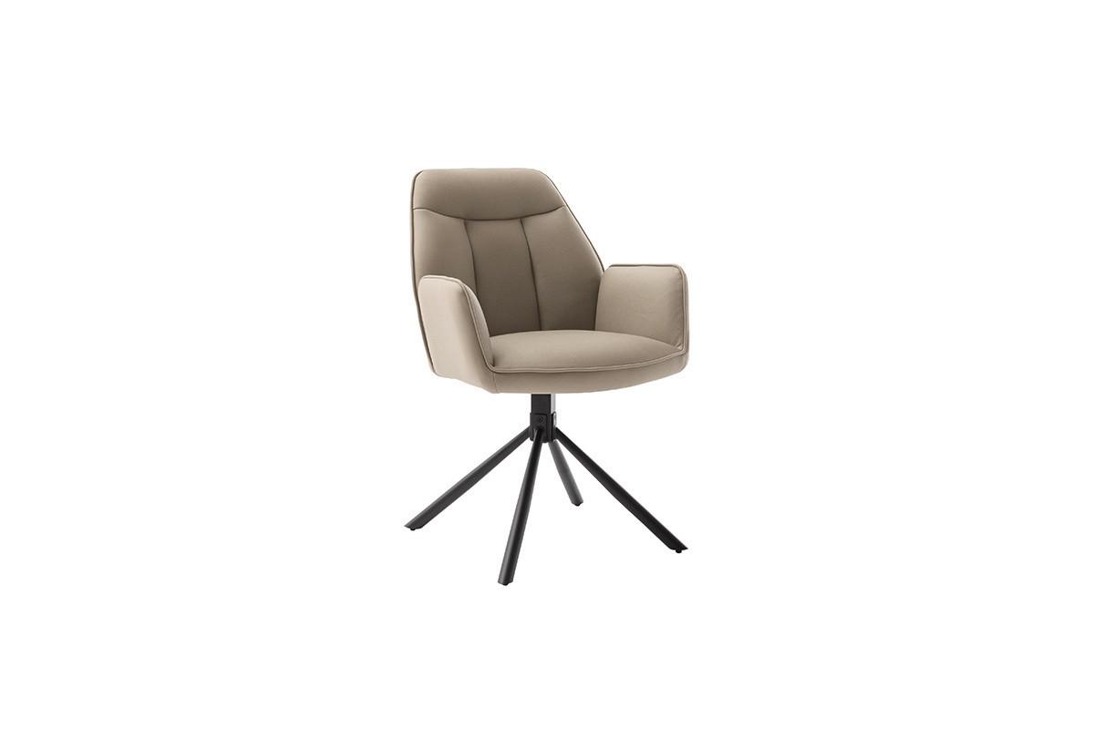 Armlehnstuhl Rafaela Textil Cappuccino 180° drehbar - Schwarz/Cappuccino, Trend, Textil/Metall (62/89/64cm)