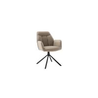 Armlehnstuhl Rafaela Textil Cappuccino 180° drehbar - Schwarz/Cappuccino, Trend, Textil/Metall (62/89/64cm)