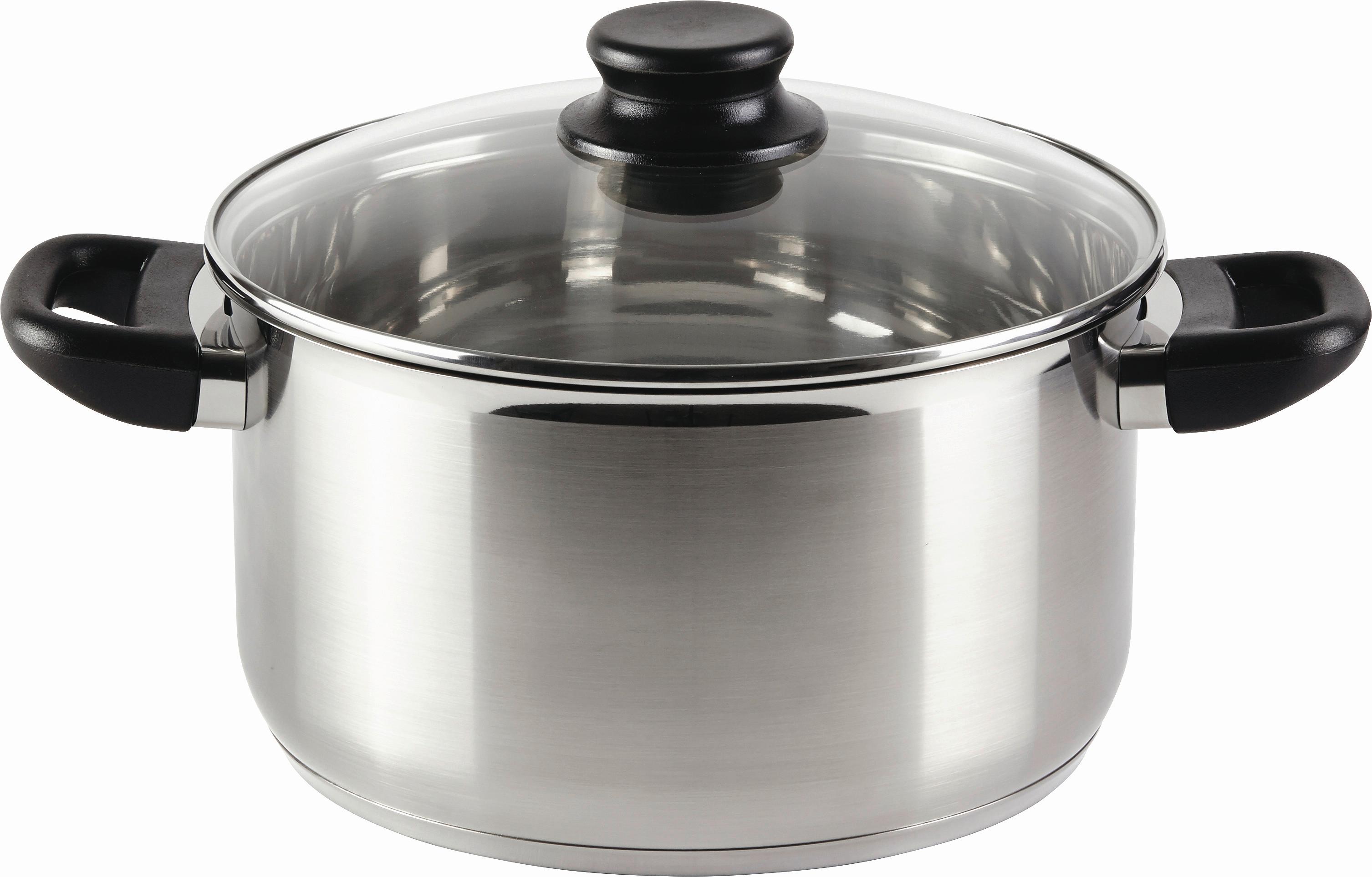 Kochtopf Anka 5 Liter Edelstahl, Mit Deckel - Edelstahlfarben/Schwarz, KONVENTIONELL, Glas/Kunststoff (24/13,5cm) - Luca Bessoni