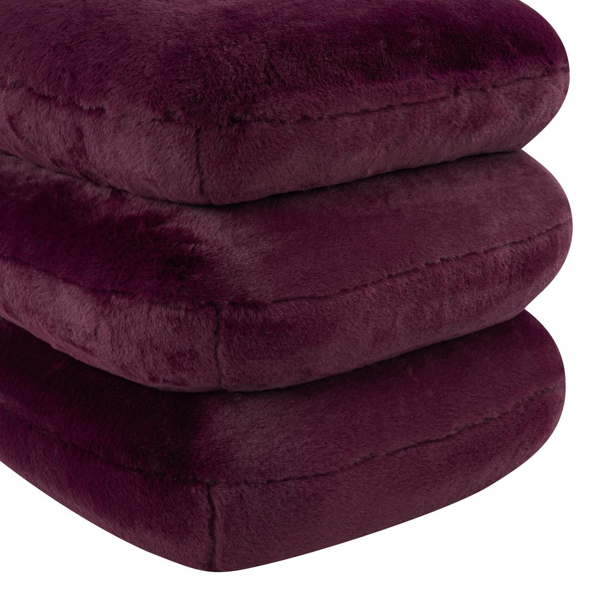 Dizajnová taburetka VICKY, bordová umelá kožušina - bordová, Modern, kov/drevo (54/54/44cm) - Premium Living