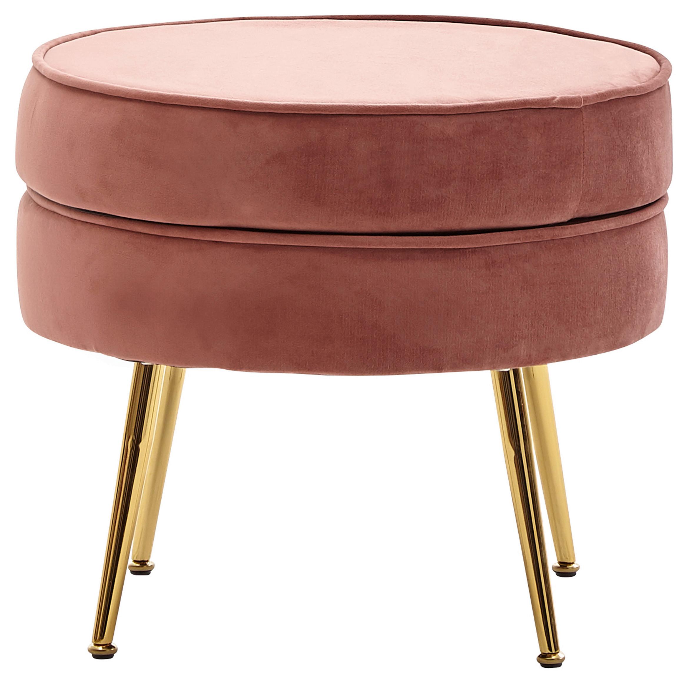 Hocker Samt Pink/Gold Sitz Gepolstert H: 46 cm - Pink/Goldfarben, MODERN, Textil (51/46/51cm) - MID.YOU