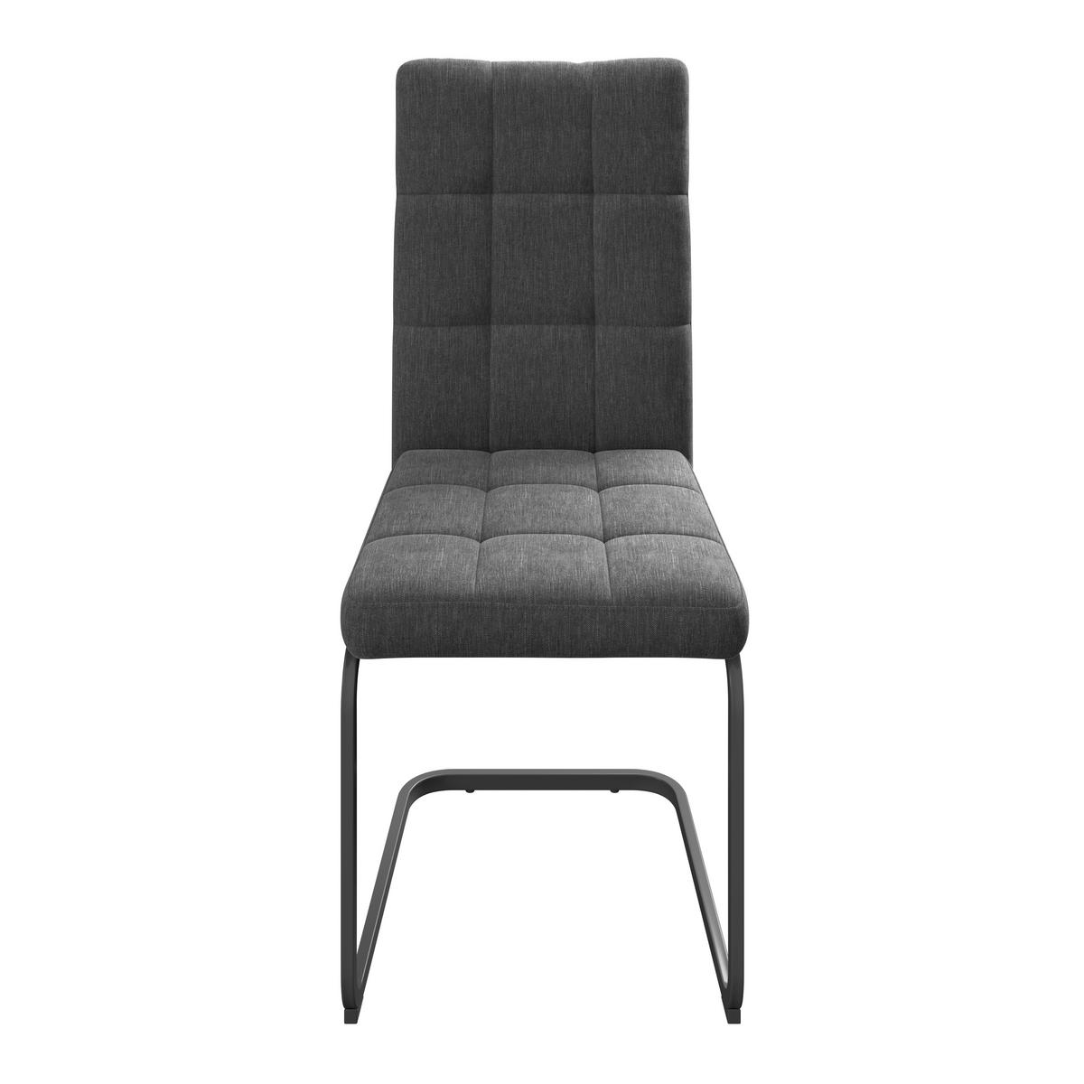 Esszimmerstuhl Laslo Dunkelgrau - Dunkelgrau/Schwarz, MODERN, Textil/Metall (43/92/56cm) - MID.YOU