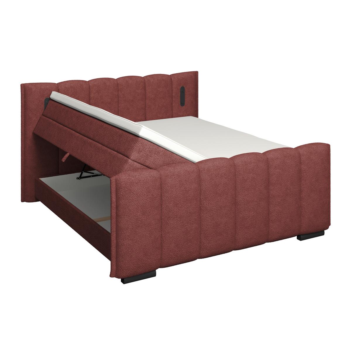 Boxspringbett Elysia inkl. Bettkasten 200x200 - Bordeaux/Schwarz, Trend, Holz/Holzwerkstoff (200/200cm) - Luca Bessoni