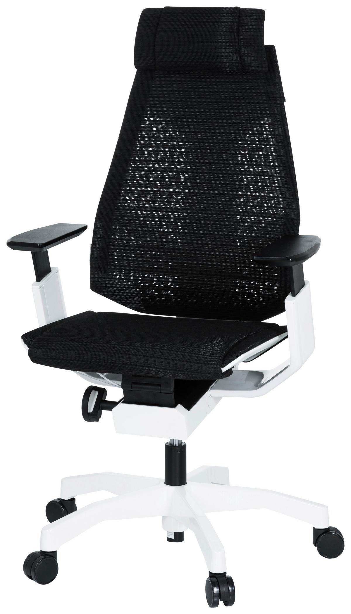 Bürostuhl Genidia Pro Mit Armstützen Schwarz/weiß - Schwarz/Weiß, MODERN, Kunststoff/Textil (57/114/46cm) - MID.YOU