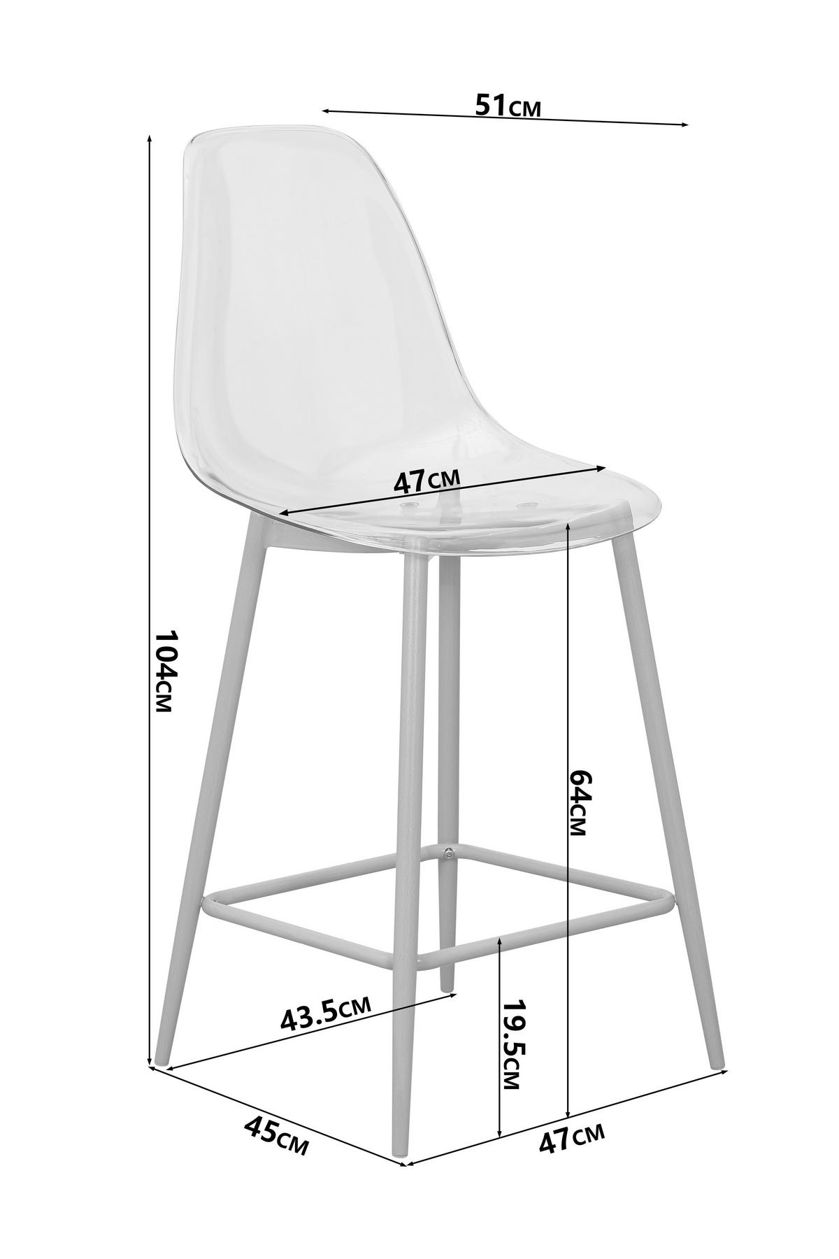 Barhocker Wilhelm Transparent - Transparent/Naturfarben, MODERN, Kunststoff/Metall (47/104/51cm) - MID.YOU