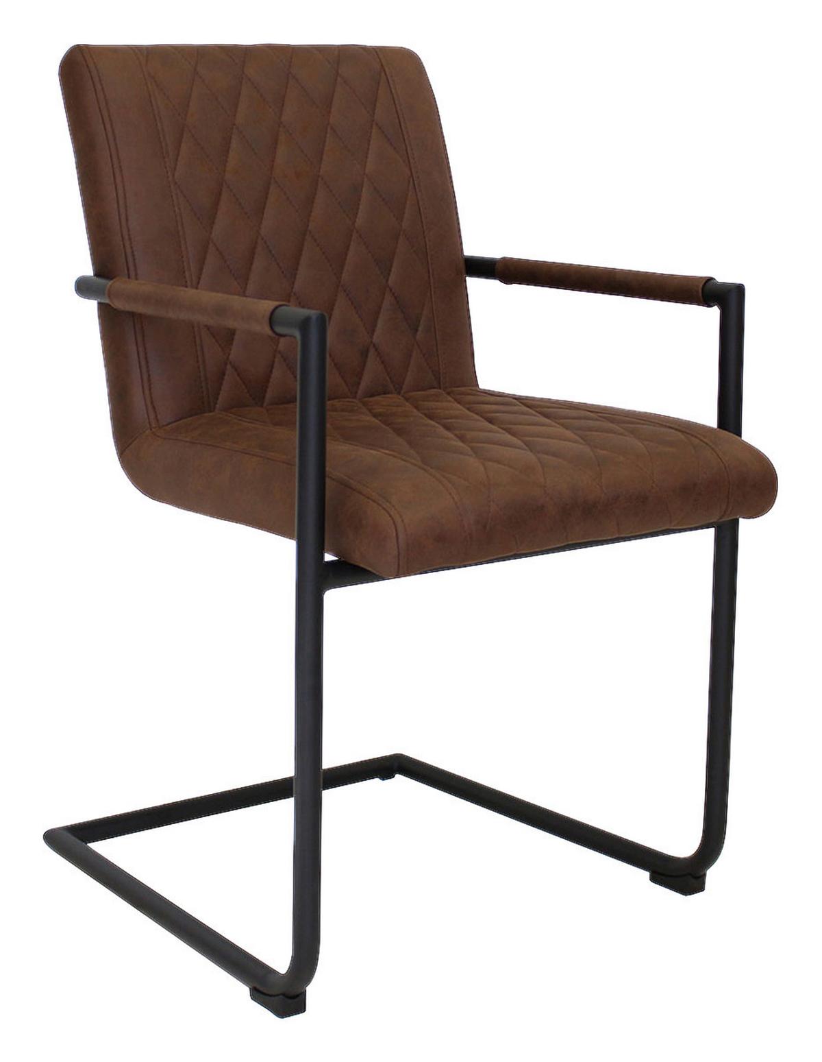 Armlehnstuhl-set Damian - Schwarz/Braun, LIFESTYLE, Textil/Metall (52/88/63cm) - MID.YOU