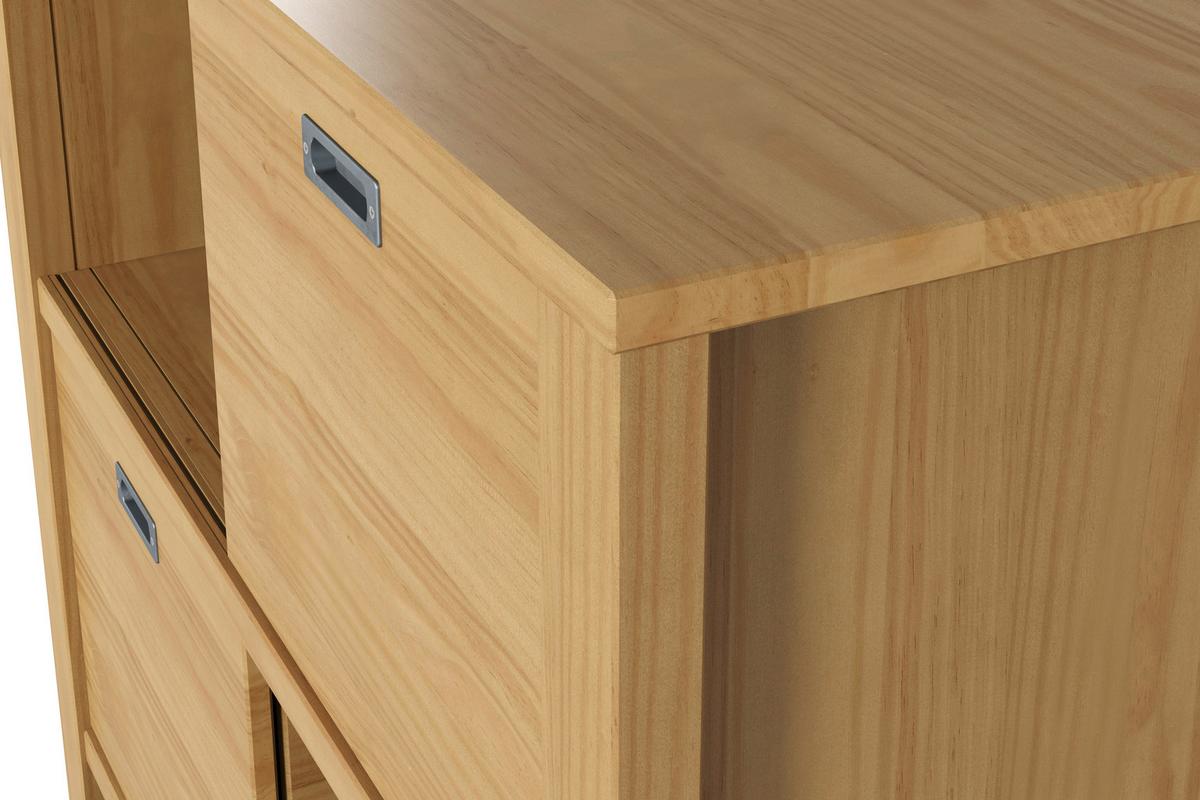 Könyvesszekrény Tolóajtókkal Eterno - natúr színű, Konventionell, faalapú anyag/fa (100/130/43cm) - Livetastic