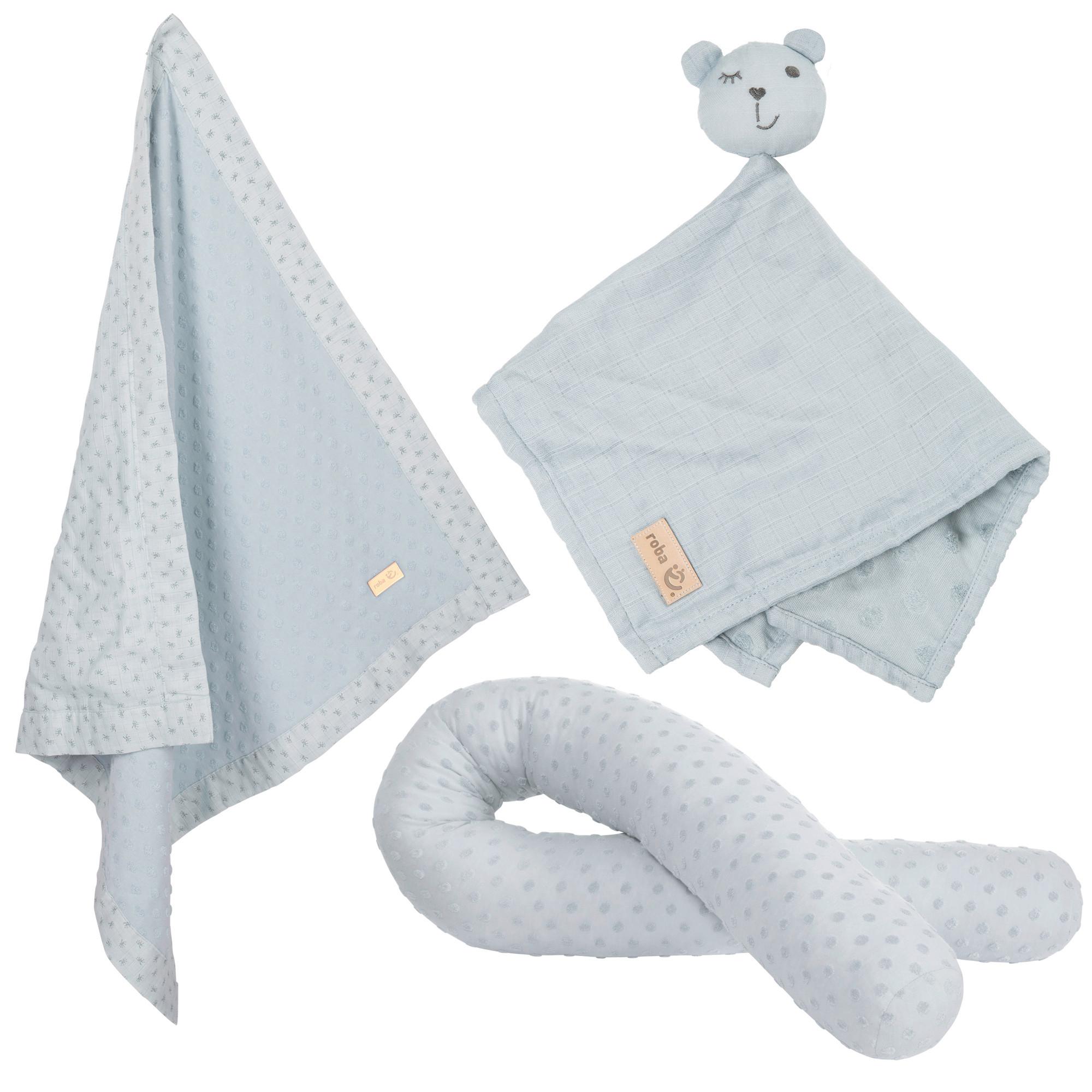 Geschenkset hellblau Kuscheln & Spielen - Hellblau, MODERN, Textil - Roba