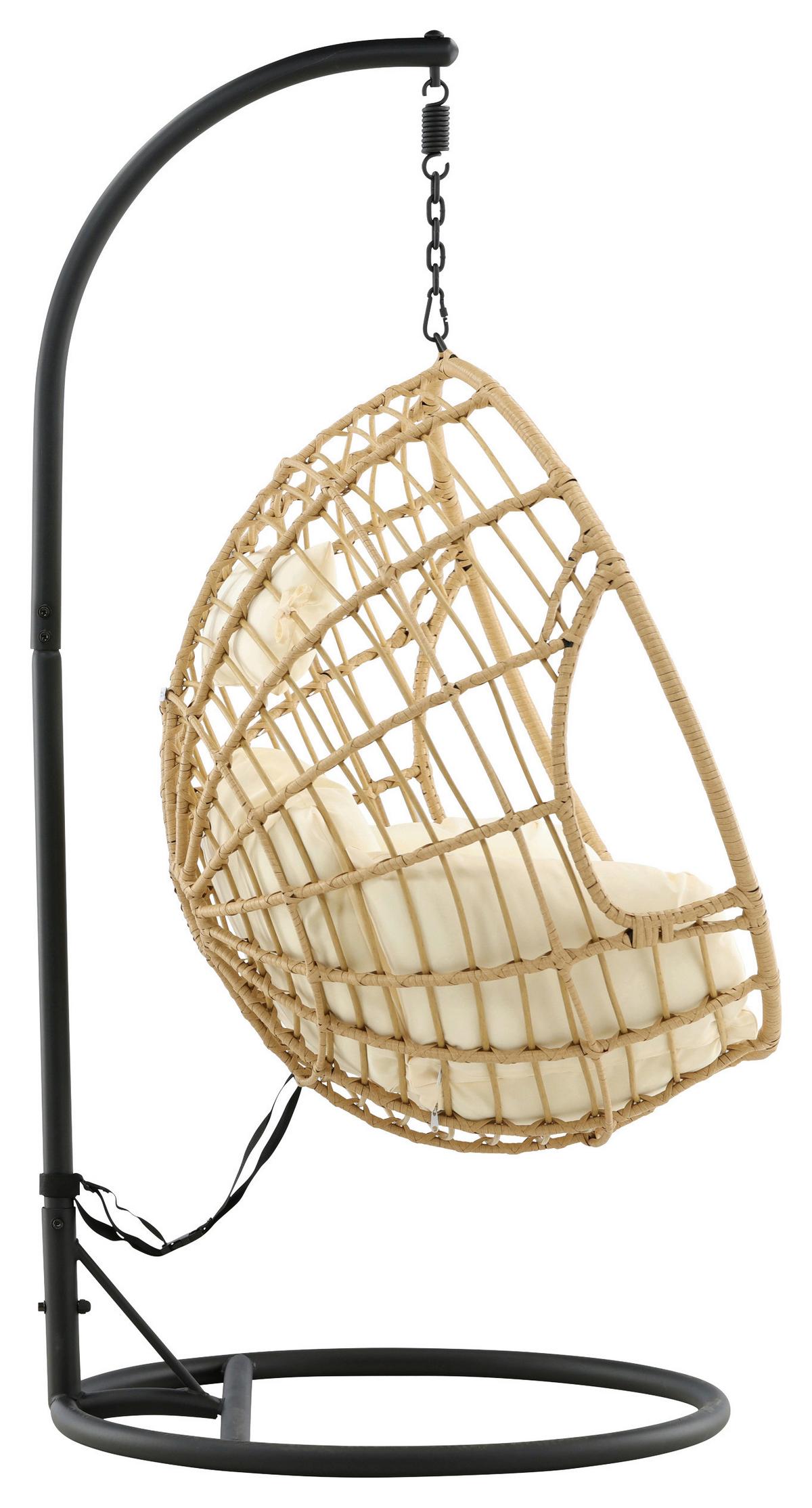 Hängesessel Mit Gestell Viga Mit Sitz- Und Rückenkissen - KONVENTIONELL, Holz (105/186/160cm) - Gardenson