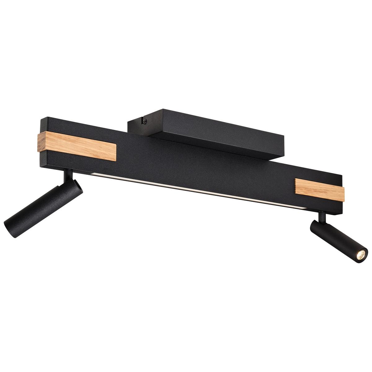 LED-Deckenstrahler Sreamlinie Schwarz Eiche Bianco H: 15 cm - Eiche Bianco/Schwarz, Natur, Holz/Metall (15/2/60cm) - Brilliant