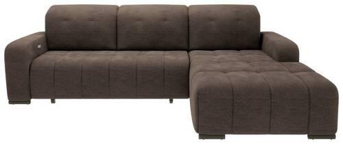 Ecksofa Vicari - Dunkelbraun/Schwarz, MODERN, Textil (185/292cm) - Livetastic