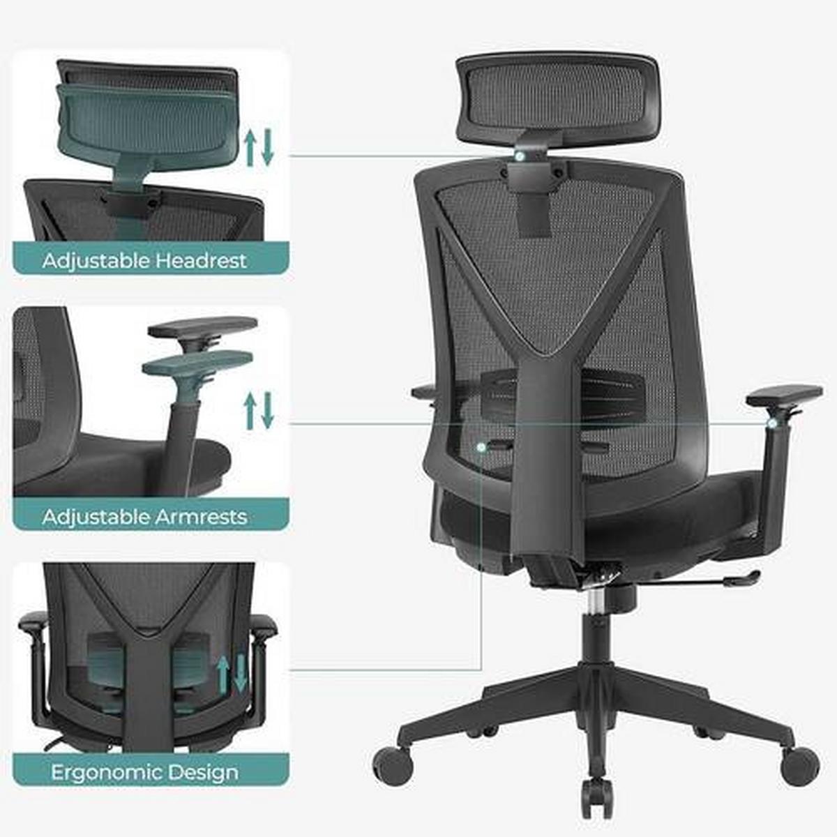 Bürostuhl mit Fußstütze Schwarz, Bis 150 Kg - Schwarz, Basics, Textil/Metall (68,5/133/70cm) - Boxxx