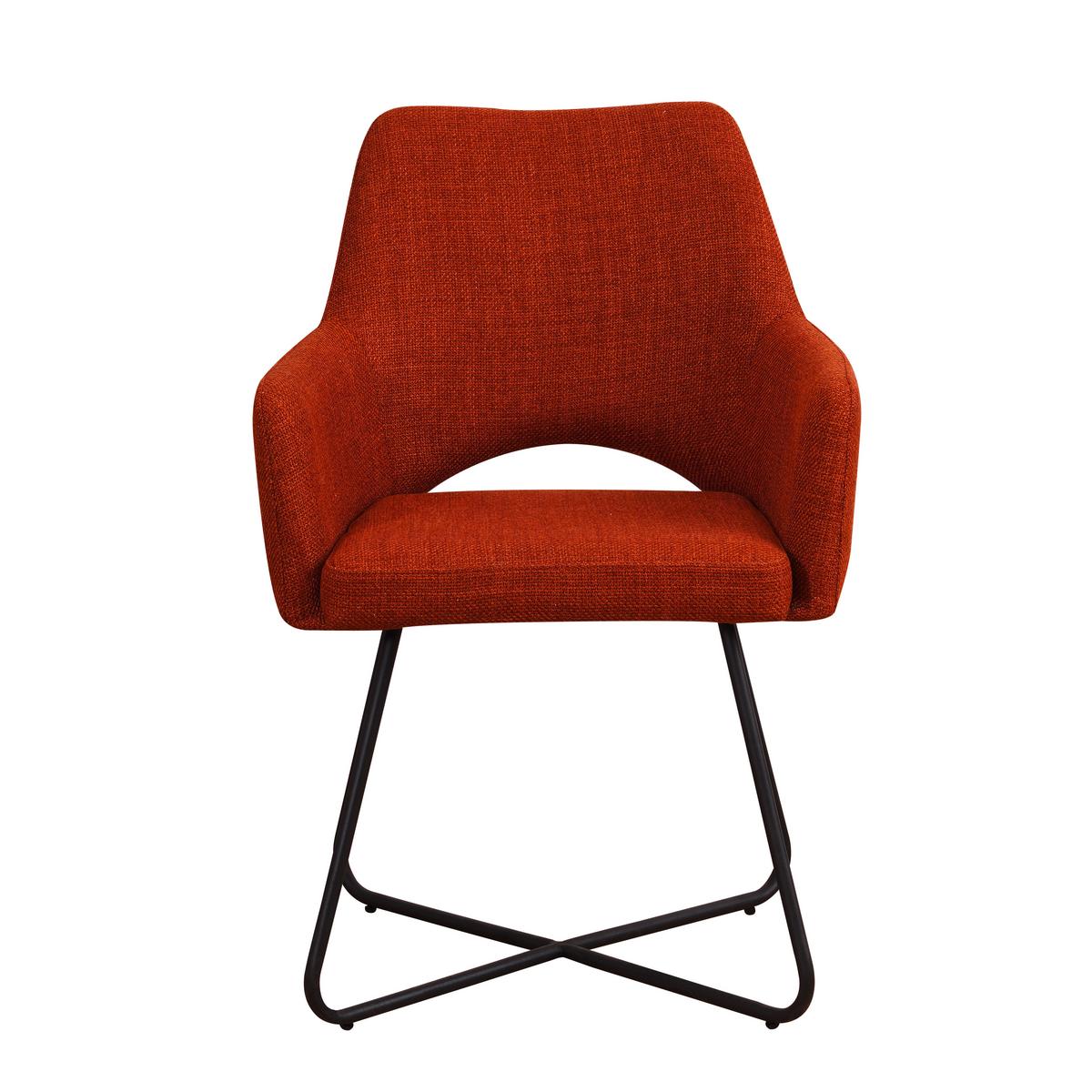 Armlehnstuhl Brest Orange B: 60 Cm - Schwarz/Orange, MODERN, Textil/Metall (60/88/63,5cm) - MID.YOU