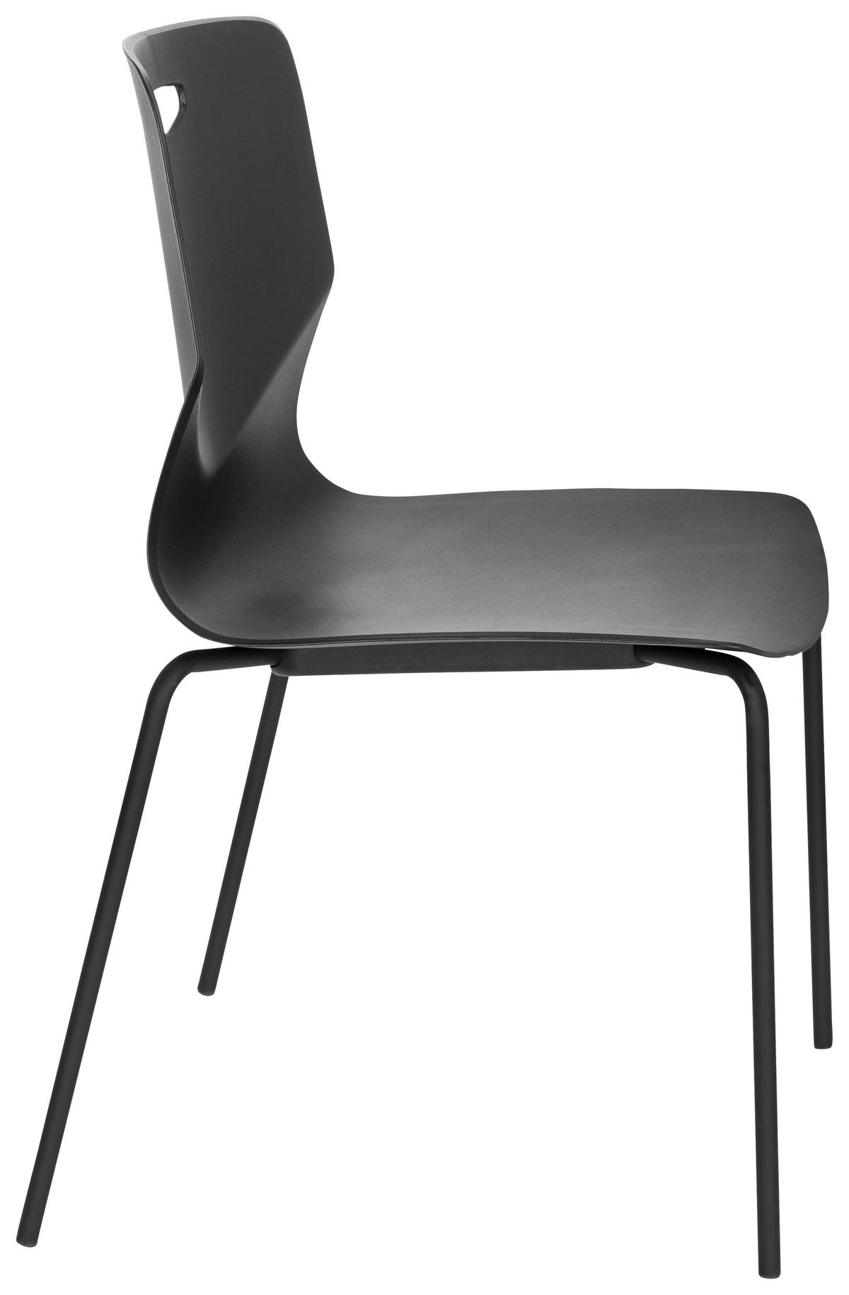 Besucherstuhl Stapelbar Schwarz Bis 130 Kg - Schwarz, MODERN, Kunststoff/Metall (46/87/55cm) - MID.YOU