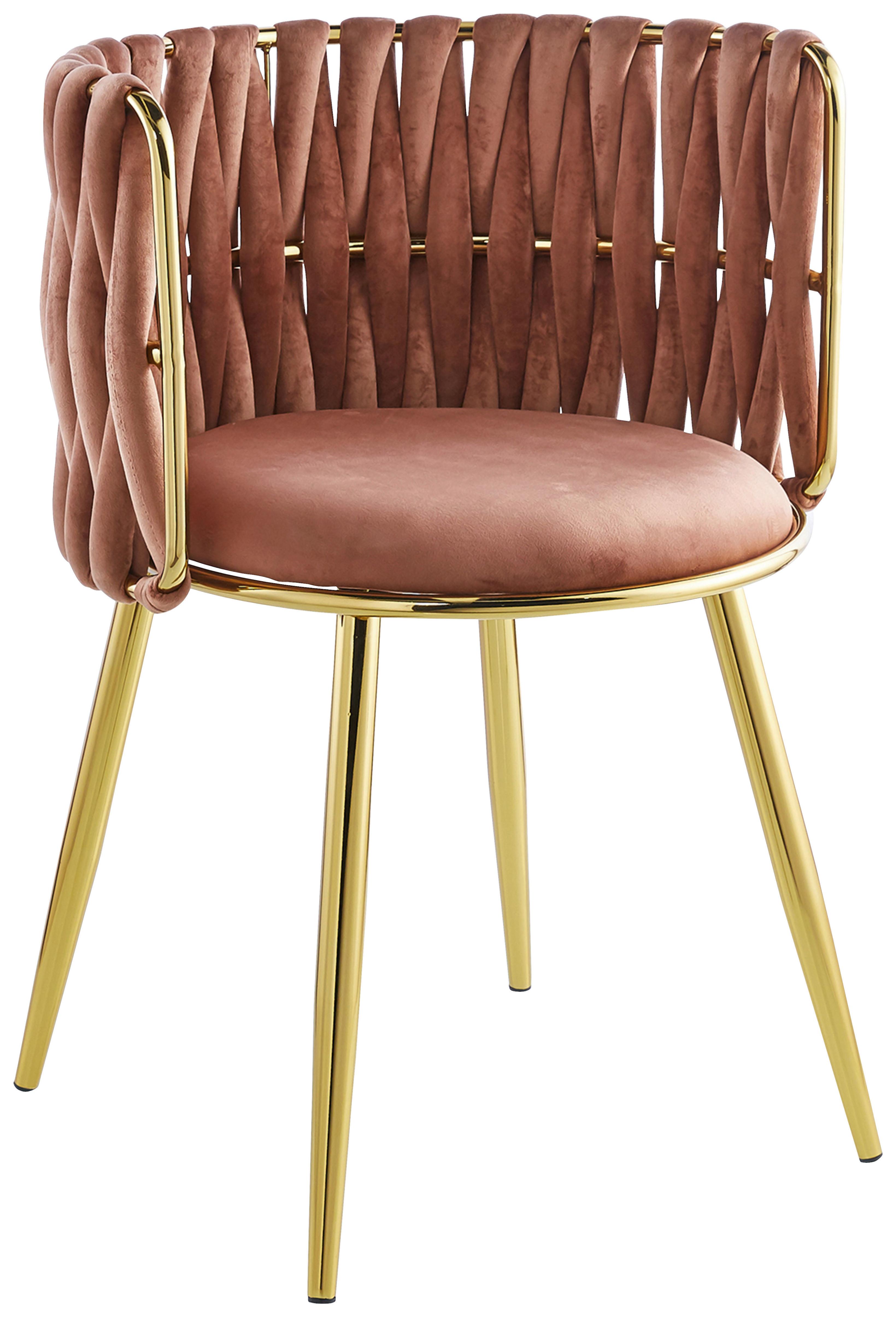 Sada židlí s područkami starorůžová - starorůžová/barvy zlata, Moderní, kov/textil (57/80/53cm) - MID.YOU