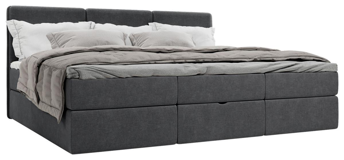 Familienbett Domino Combo Mit 3 Bettkasten Anthrazit 210x200 - Anthrazit/Schwarz, MODERN, Holz/Holzwerkstoff (210/200cm) - MID.YOU