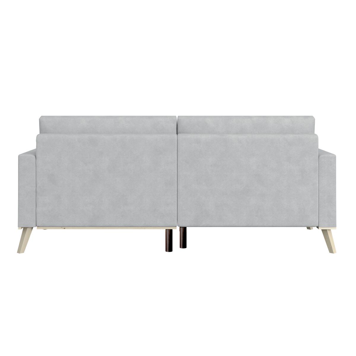 Rohová sedacia súprava CARINI, obojstranná, strieborná - krémová/farba duba, Basics, drevo/textil (222/152cm)