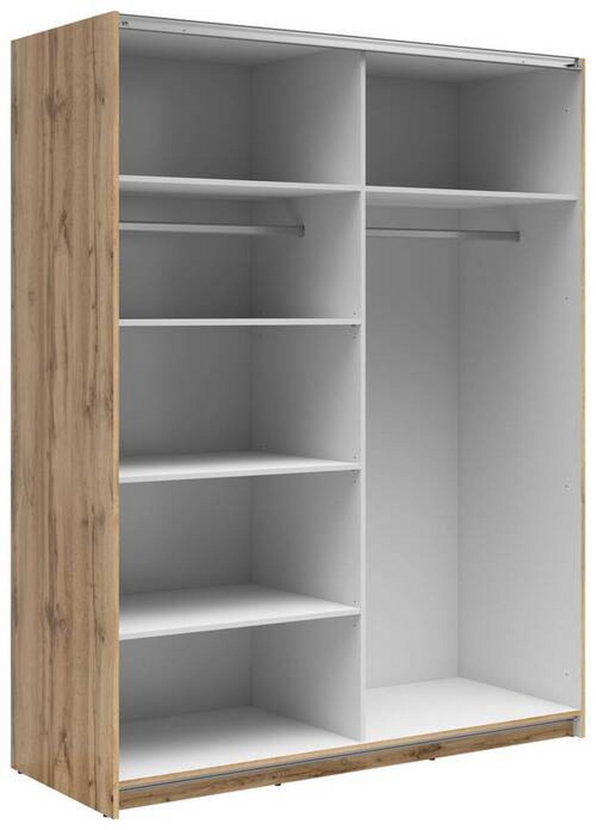 Schwebetürenschrank Tetrix - Klar/Eiche Wotan, MODERN, Glas/Holzwerkstoff (153,5/195,5/60cm) - MID.YOU