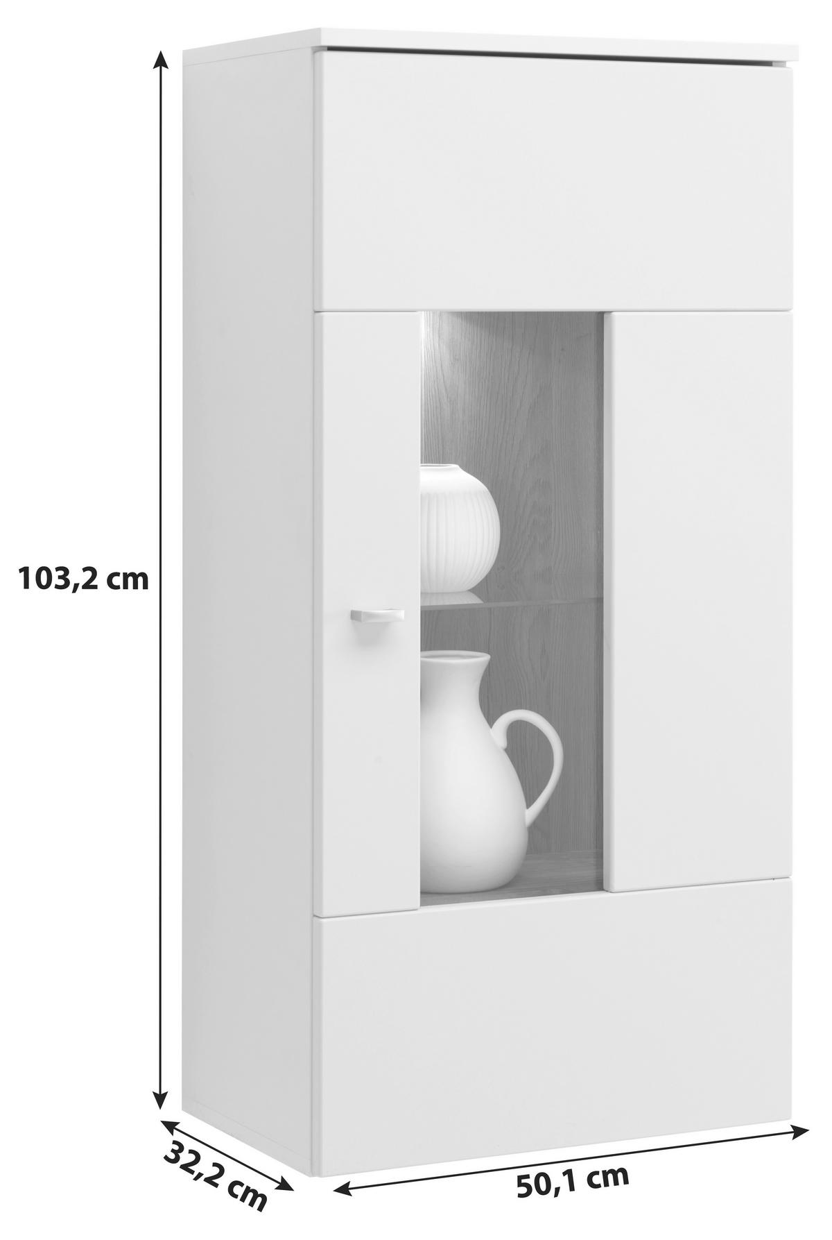 Hängevitrine Arian B: 50,1 cm Eiche Dekor/Hellgrau - Eichefarben/Hellgrau, MODERN, Glas/Holzwerkstoff (50,1/103,2/32,2cm)