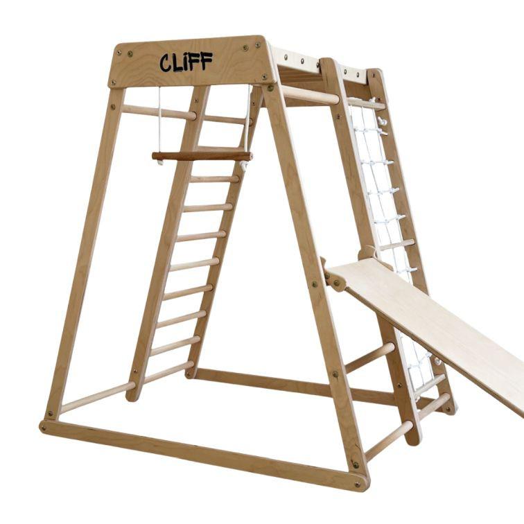 platzsparendes Klettergerüst natur - Birkefarben, Basics, Holz (84/105/113cm) - CLIFF