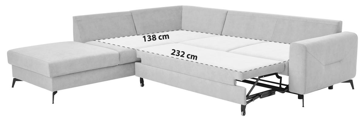 Ecksofa Mit Schlaffunktion Adesso Greige Chenille - Greige/Schwarz, KONVENTIONELL, Textil (275/257cm) - MID.YOU