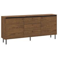 Sideboard Revillo Schwarz/Nussbaumfarben B:177cm - Nussbaumfarben/Schwarz, Basics, Holzwerkstoff (177/81/40cm)