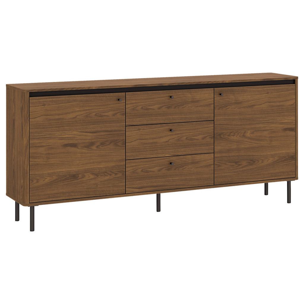 Sideboard Revillo Schwarz/Nussbaumfarben B:177cm