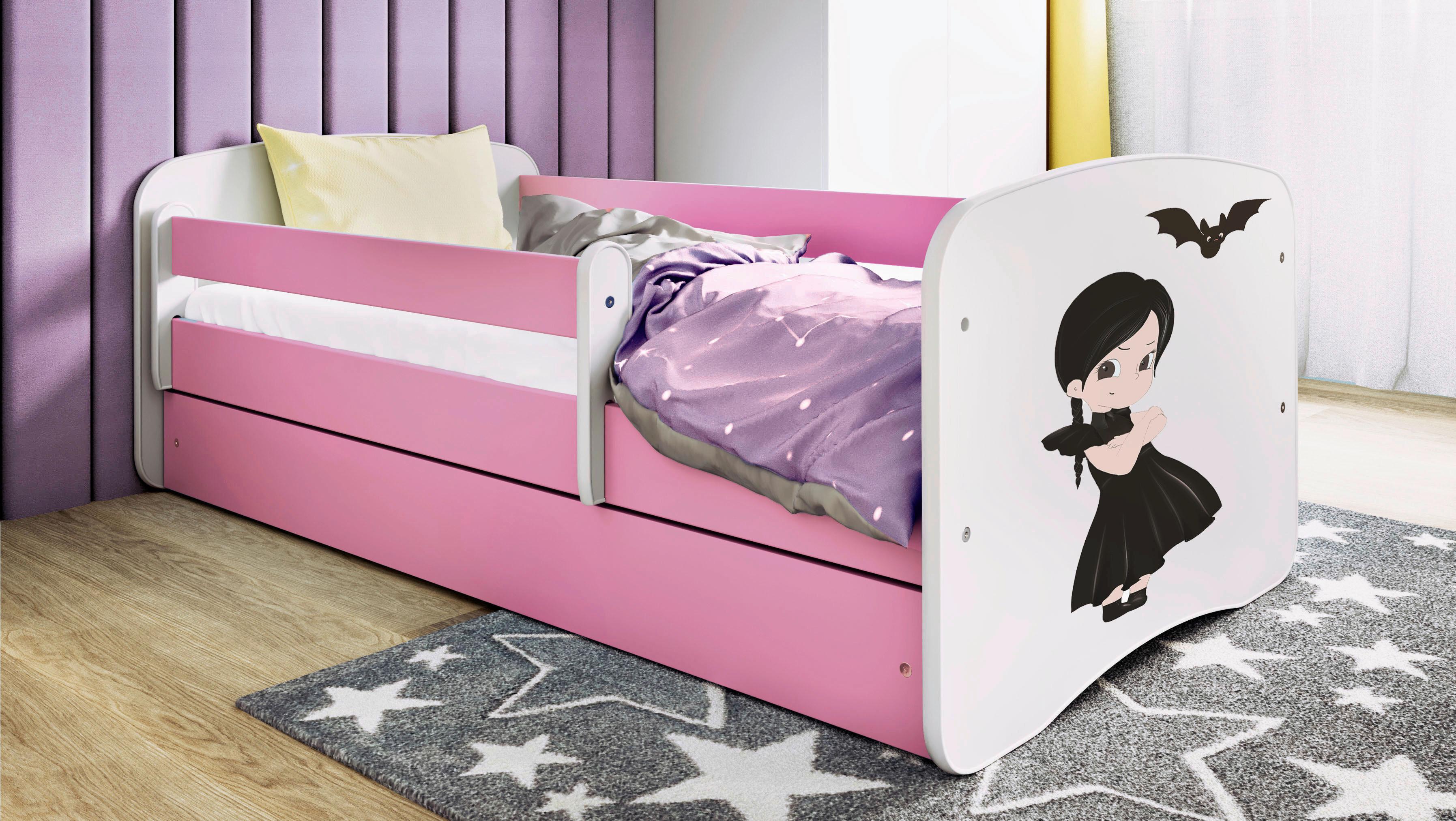 Kinder-/Juniorbett Babydreams inkl. Matratze 80x160 - Pink/Birkefarben, MODERN, Holz/Holzwerkstoff (80/160cm) - MID.YOU