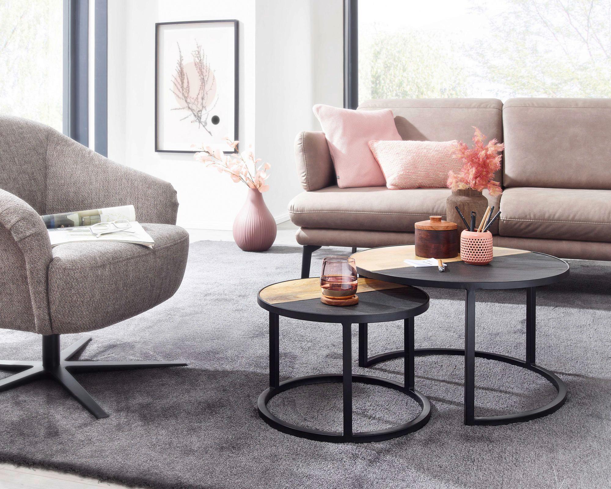 Couchtischset WOHNLING aus Mangoholz und Schiefer