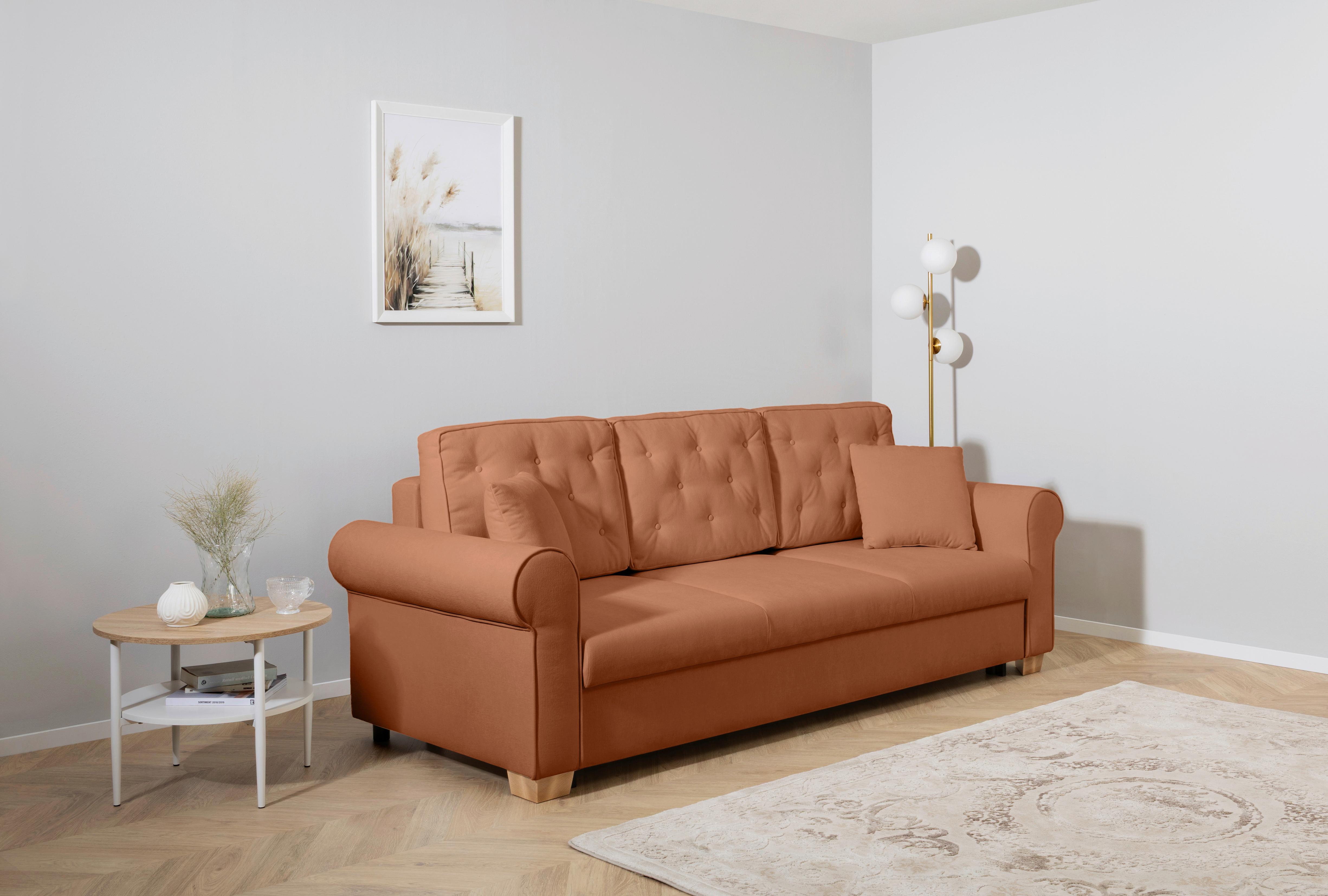 Schlafsofa Arles, Rostfarben 56 B: 240 Cm - Rostfarben/Buchefarben, Design, Textil (240/94/98cm) - MID.YOU