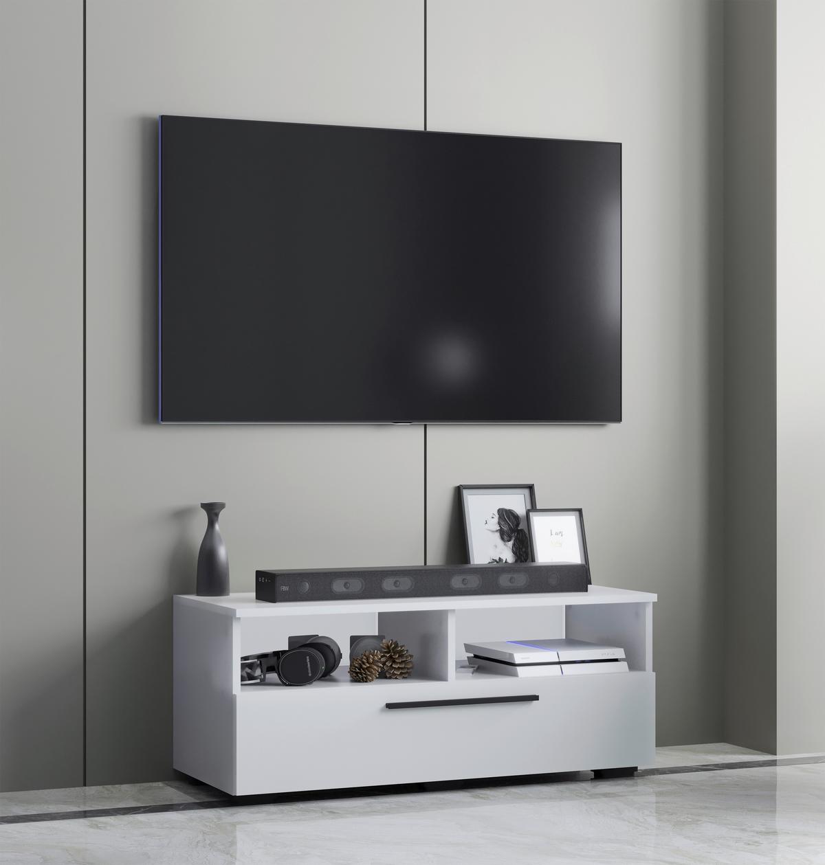 Nízka komoda Arila š: 95 cm, biela - čierna/biela, Modern, kov/kompozitné drevo (95/39/40cm) - MID.YOU