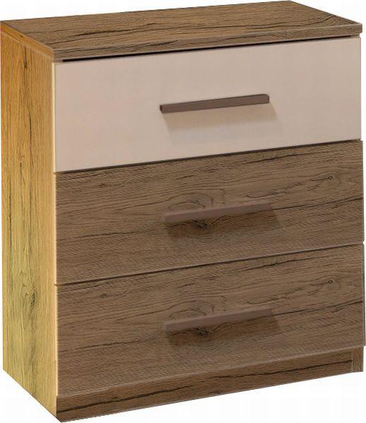 Noční Stolek Mars - barvy dubu/barvy hliníku, Moderní, kompozitní dřevo/plast (46/56/41cm)