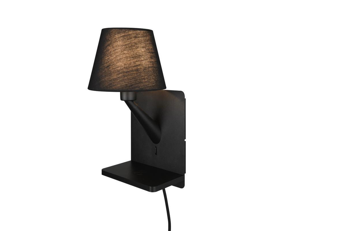 Wandleuchte 262670132 Comfort - Schwarz, Design, Textil/Metall (16/18/31cm) - Trio Leuchten